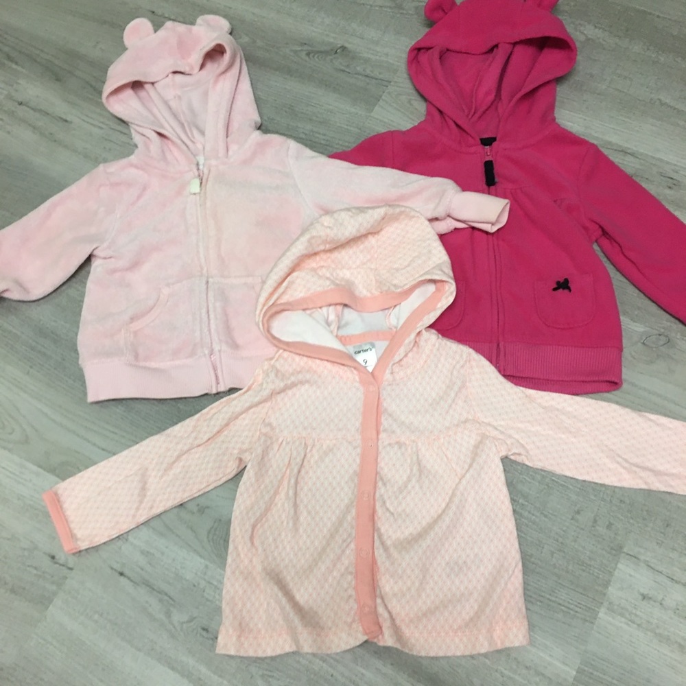 2 Carters zip ups and 1 button up 9 months